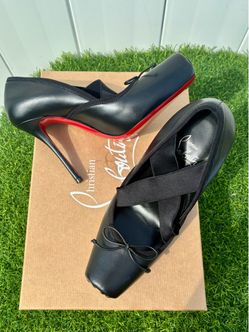 CHRISTIAN LOUBOUTIN CASSIASTIC 100 BLACK LEATHER PUMPS SZ 37 NEW SEASON