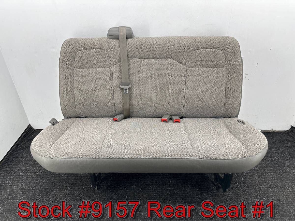 Gray Fabric 3 Person Rear Bench Seat For A 2008 Through 2015 Chevy Express GMC Savana Van Stock #9157