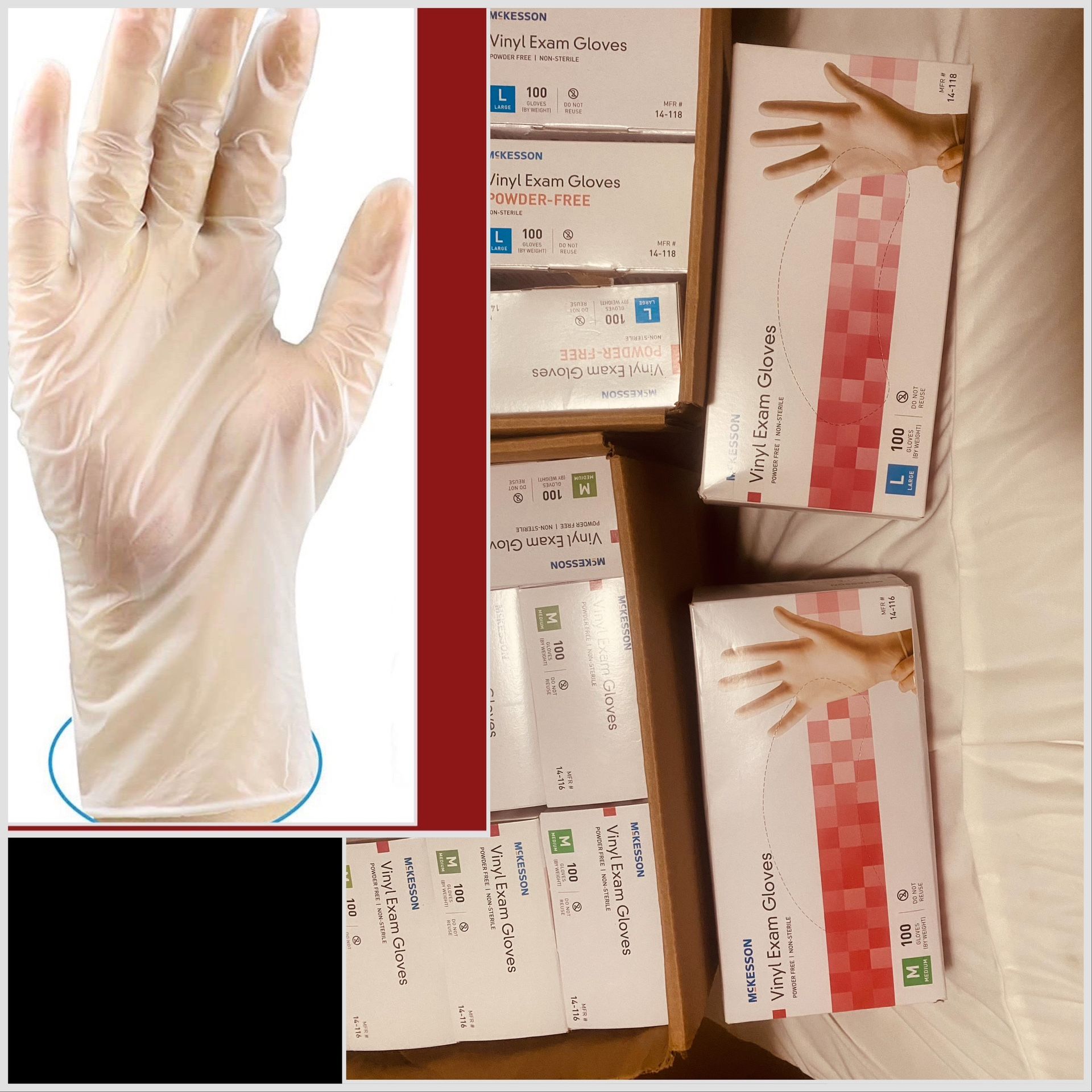 😍😍😍This week only!!!! 18 boxes for $100!!!👏—single boxes of each size- each box has 100 single gloves--medical grade powder free gloves. —Guantes