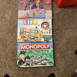 6 Board Games. Monopoly, Harry Potter, Clue, Life Ext