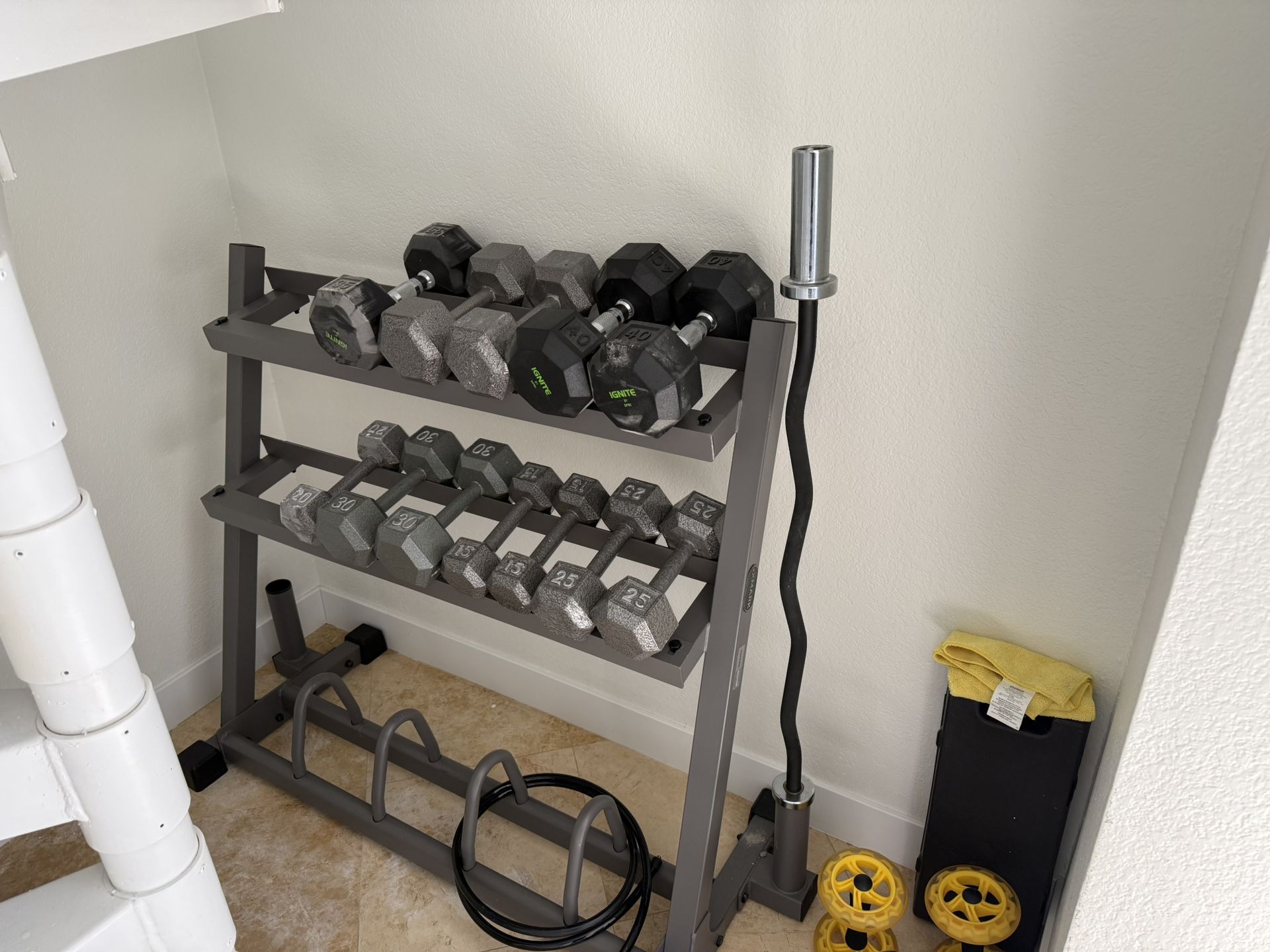 X-Mark Fitness Dumbbell And Weight Rack With Dumbbells