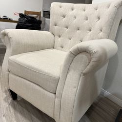 Beige Linen Button Tufted Design Accent Arm Chair