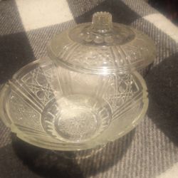 Candy Trinket Sugar Bowl Crystal Glass 