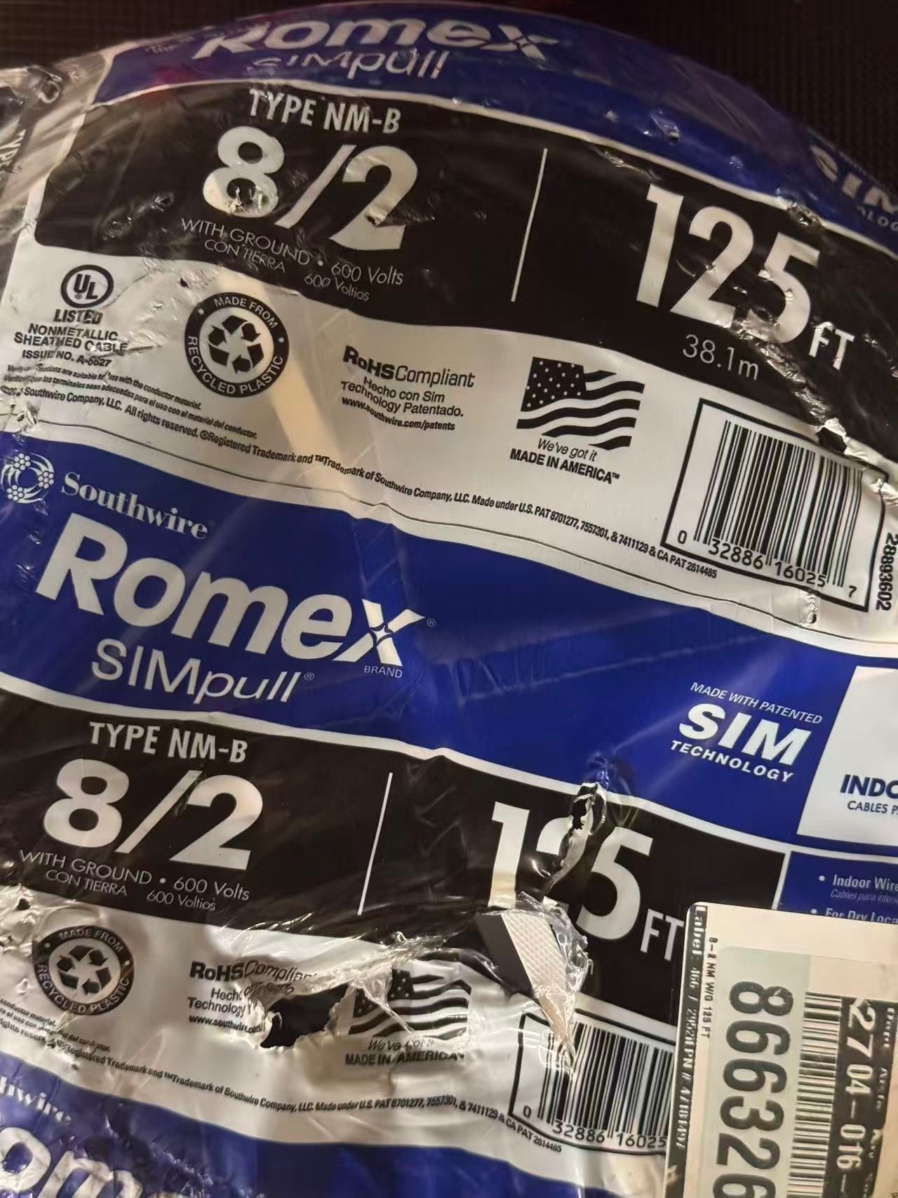 Romex 8/2 125ft