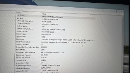 Selling MSI Thin GF63 12UCX 