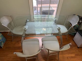 Glass top dining table with 4 chairs