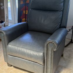 Navy Blue Leather Recliner Chair