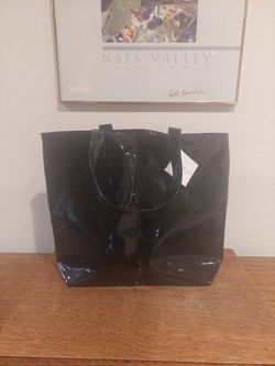 Macy's Black Vinyl Tote Bag
12.5" X16"