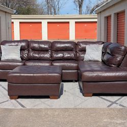 *FREE DELIVERY* ASHLEY FURNITURE LEATHER 2 PIECE SECTIONAL w/OTTOMAN