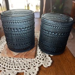 SET of 2 Textured Fortessa Jupiter Double Old Fashion Glass 10oz Cornflower Blue