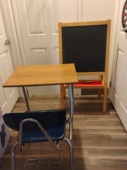 Desk and chalkboard