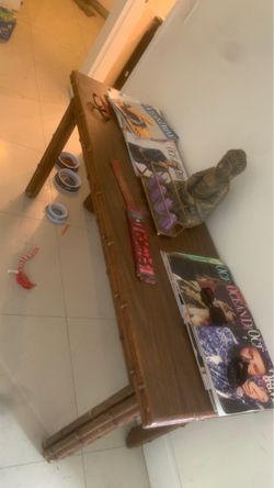 Wood table with 1 chairs used bamboo design