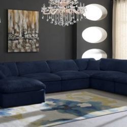 Cozy Velvet Navy Cloud Modular Sectional

