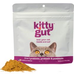 New KittyGut 3-in-1 Organic Cat Probiotics & Postbiotic Supplement Powder