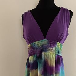 CANDIES M Maxi Dress Purple Rainbow Hippie Festival Cruise