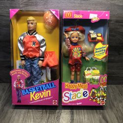 Vintage McDonald’s Happy Meal Barbie Stacie And Basketball Kevin Dolls