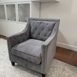 Gray Velvet Accent Chair 