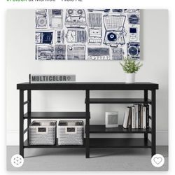 Adjustable Storage TV Stand for TVs up to 50" Black Wood Grain Finish - Room Essentials™