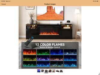 70" Fireplace TV Stand with 36" Electric Fireplace, LED Light Entertainment Center for TVs Up to 80", High-Gloss Door, Modern TV Console for Living Ro