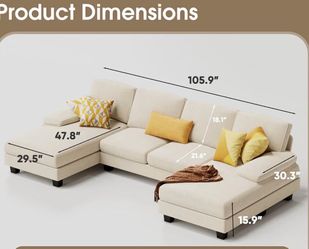 Beige sectional couch