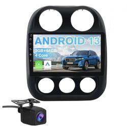 Car Stereo Radio Jeep Compass Patriot 2010-2016, Wireless CarPlay Android Auto, Bluetooth, GPS, 10.1 Inch Touch Screen Head Units, Wifi, Backup Camera