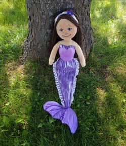 Large Plush Mermaid Doll Purple Tail