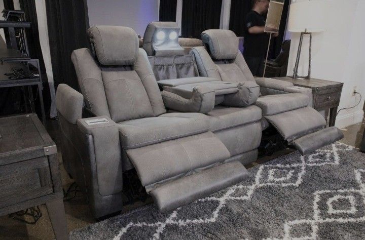 The Man Den Italian Leather Power Recliner Sofa Couch Same Day