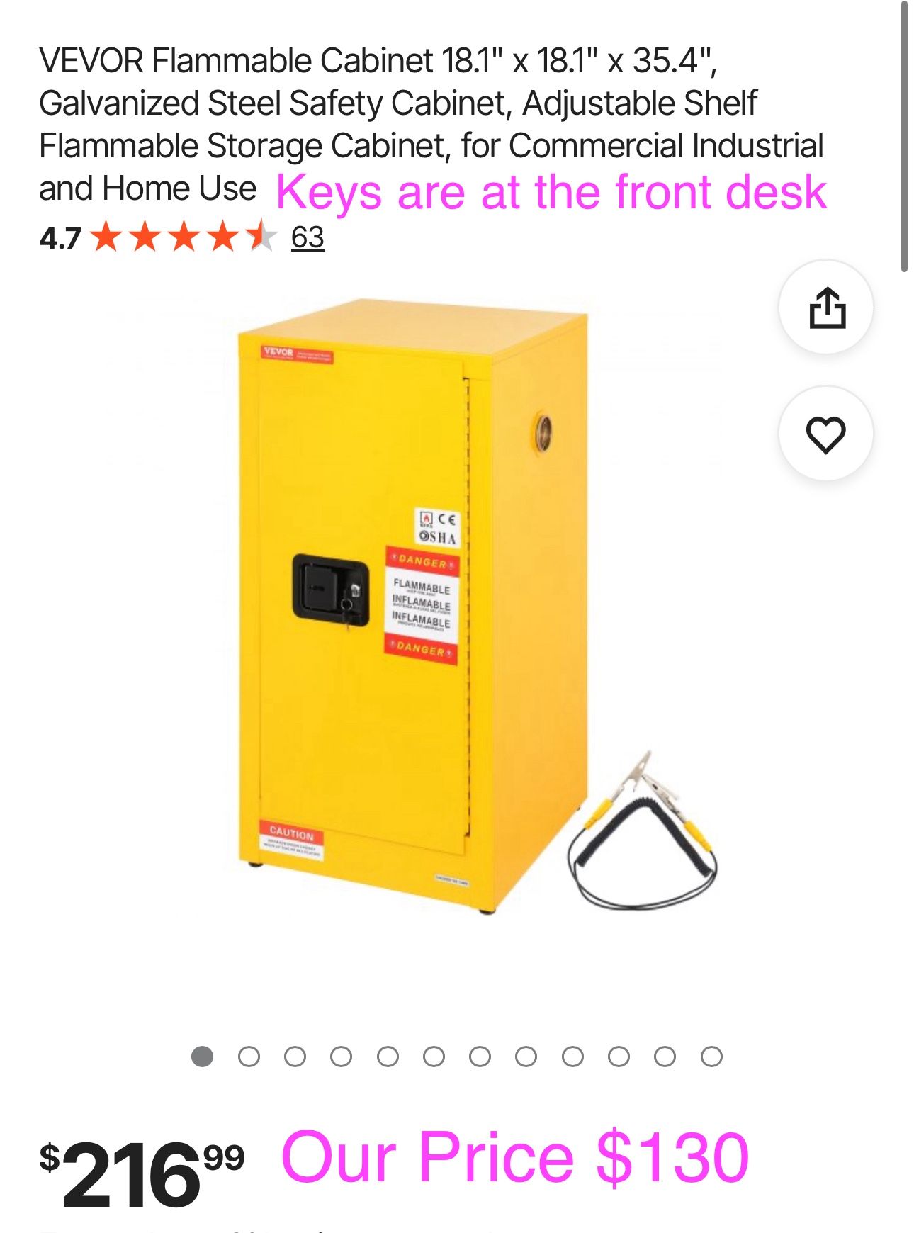 Flammable Cabinet Galvanized Steel Safety Cabinet