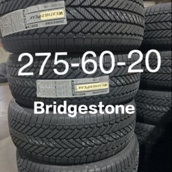 Set of four (4) 2756020 Bridgestone Weatherpeak tires with free Installation 275-60-20