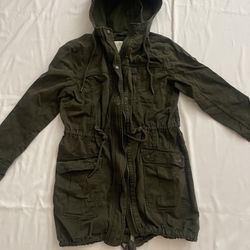 Women Abercrombie & Fitch A&F Jacket Outerwear Coat Hoodie Long Sleeve Green M