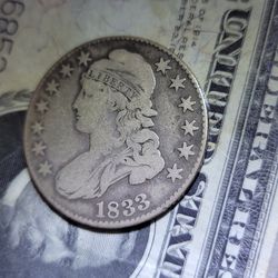 1833 Capped Bust Half Dollar Silver Coin