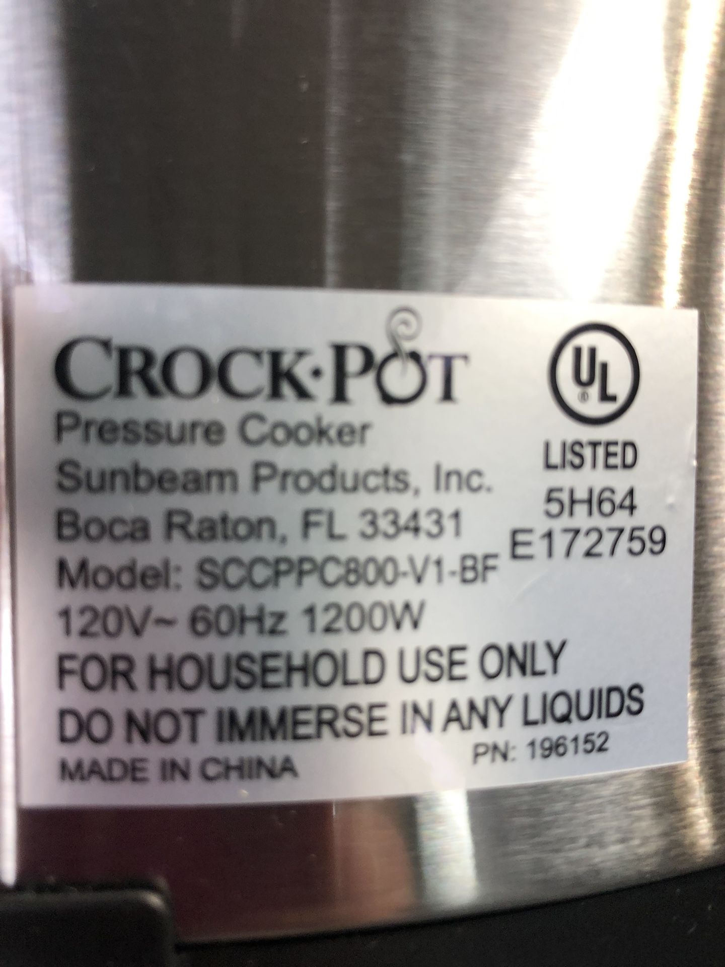 Crock Pot Pressure Cooker Never Used Originally $165