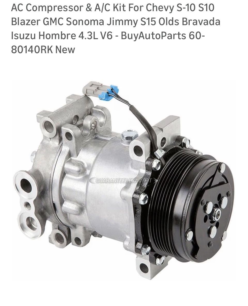AC Compressor Chevy S-10 S10 Blazer GMC Sonoma Jimmy S15 Olds Bravada Isuzu Hombre 4.3L V6 - BuyAutoParts 60- 80140RK New