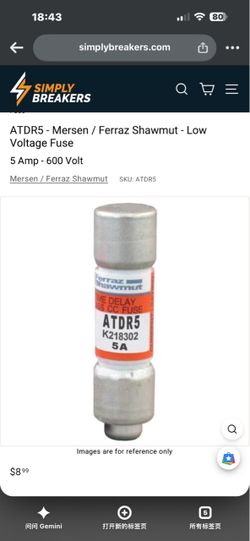 Mersen Ferraz Shawmut ATDR5 Class CC Time Delay Fuse 5A 600V/ 10pcs