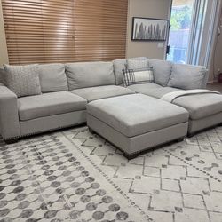 Costco 2pc Light Grey L-Sectional W Chaise
