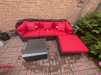 Red patio set