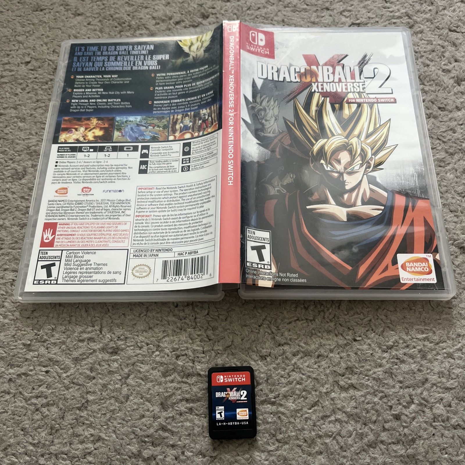 Dragon Ball Xenoverse 2 Nintendo Switch Case Cover Art Game Cart Tested