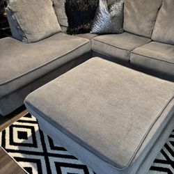 Soft Grey Sectional With Ottoman