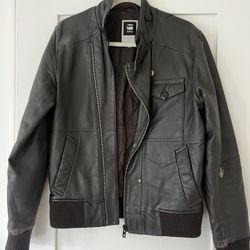 G-Star Chocolate Brown Leather Bomber Jacket