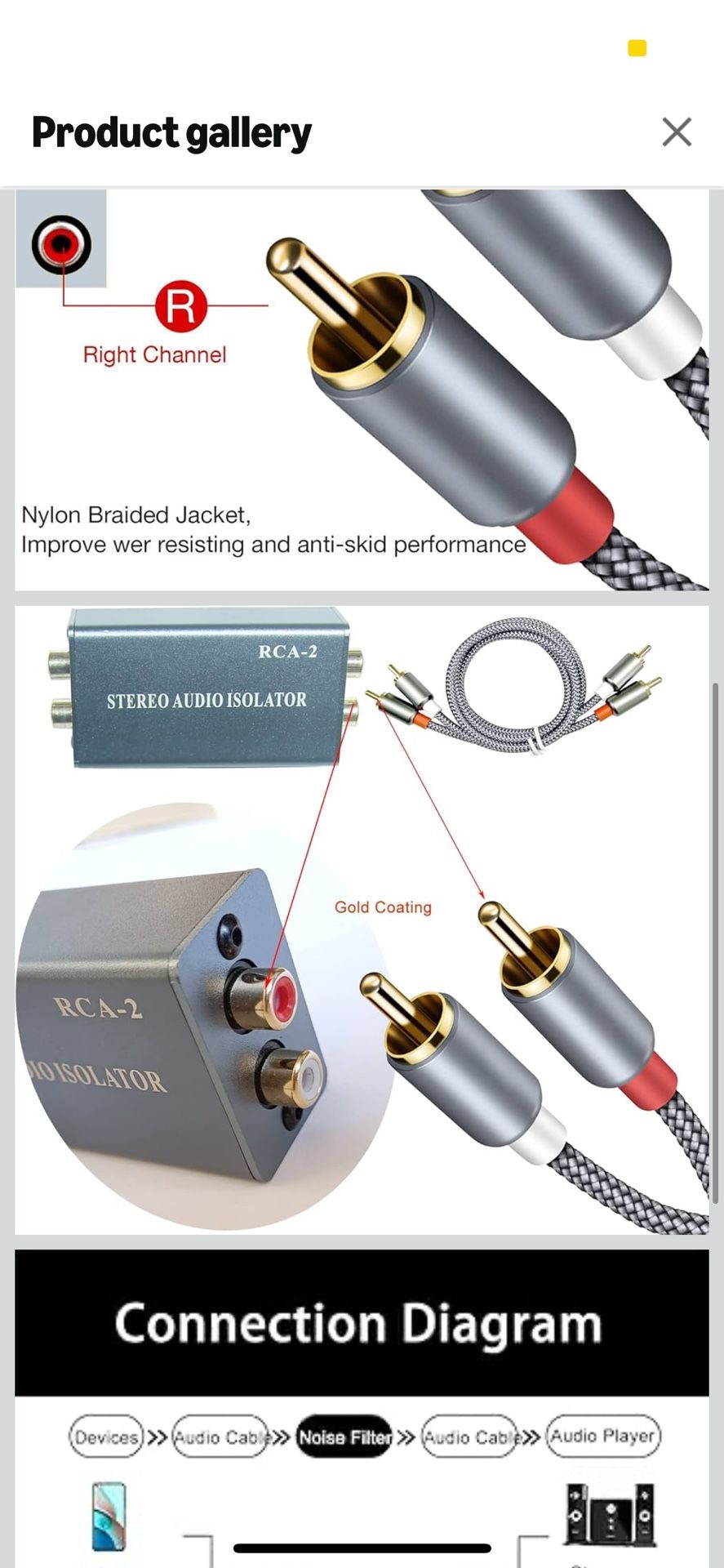 Noise Isolator RCA Audio Hum Eliminator (No Affects Bass) Noise Filter Aluminum Shell Ground Loop Noise Isolator for HiFi Stereo Home Theater Car Audi