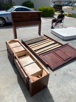 Full Size Bed Frame with Storage and Headboard