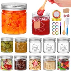 Accguan 16oz Mason Jars with Lids, Wide Mouth Mason Jars,Food Storage Container Excellent Choice for Honey,Drinking,Spice Jars,Canned Goods,DIY Projec