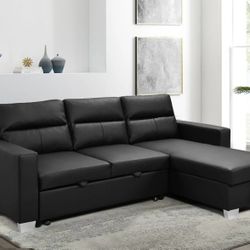Black / White Leather Sleeper Sofa