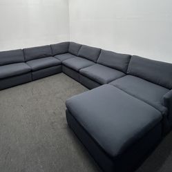 7pc Massive Navy Blue Cloud Sectional Couch -Reversible - 3K