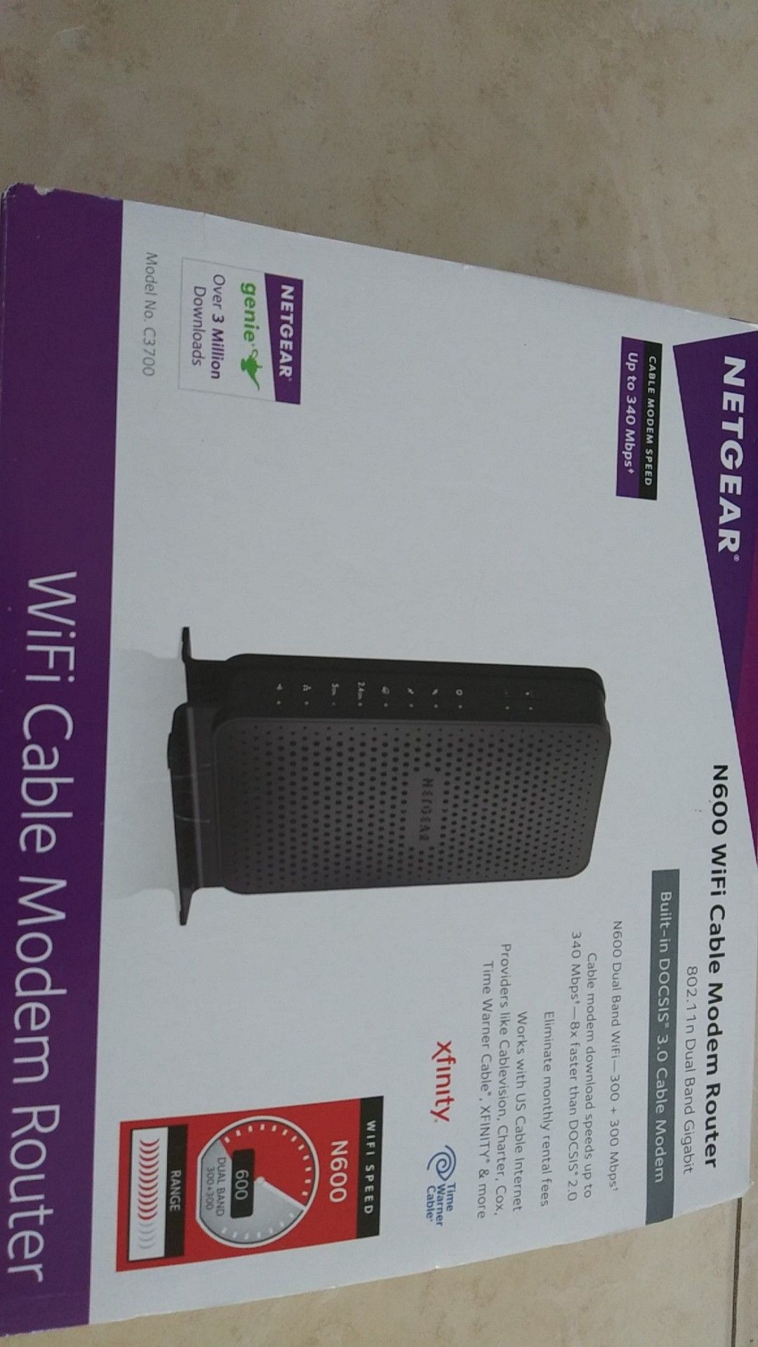 Netgear N 600 wifi cable modem router