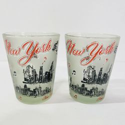 2 pcs New York Statue of Liberty Times Square 2.5" Shot Glasses Collectible Souvenir Gift