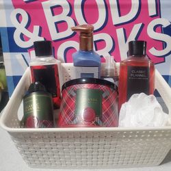 ❤Father's Day Gift Basket Classic Flannel Bath And Body Works Set❤