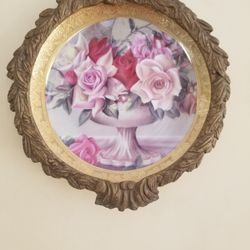 Antique Decorative Wall Plate With Bronze Frame