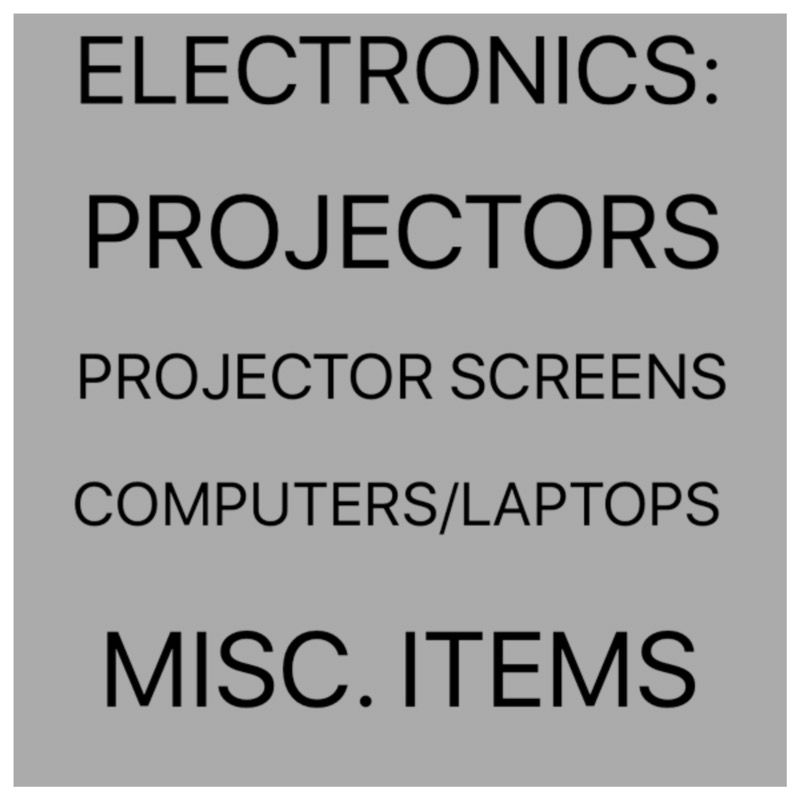 Projectors, Projector Screens, Electronics, Computers, Laptops
