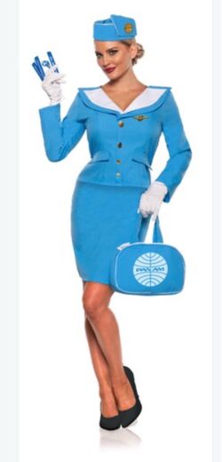 Blue Flight Attendant Costume- Size Adult Medium